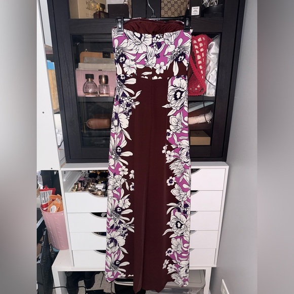 Express Floral Strapless Wide Leg Jumpsuit - Picture 6 of 10